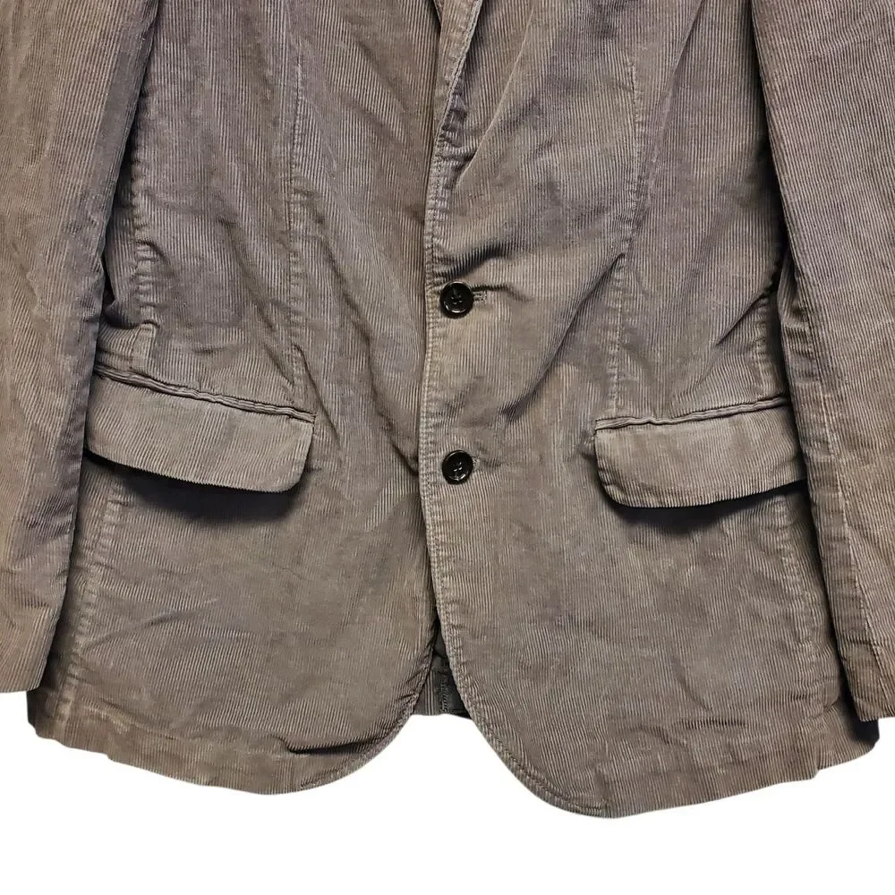 Vintage J CREW Jacket Mens Medium Gray Corduroy Blazer Single Breasted Preppy